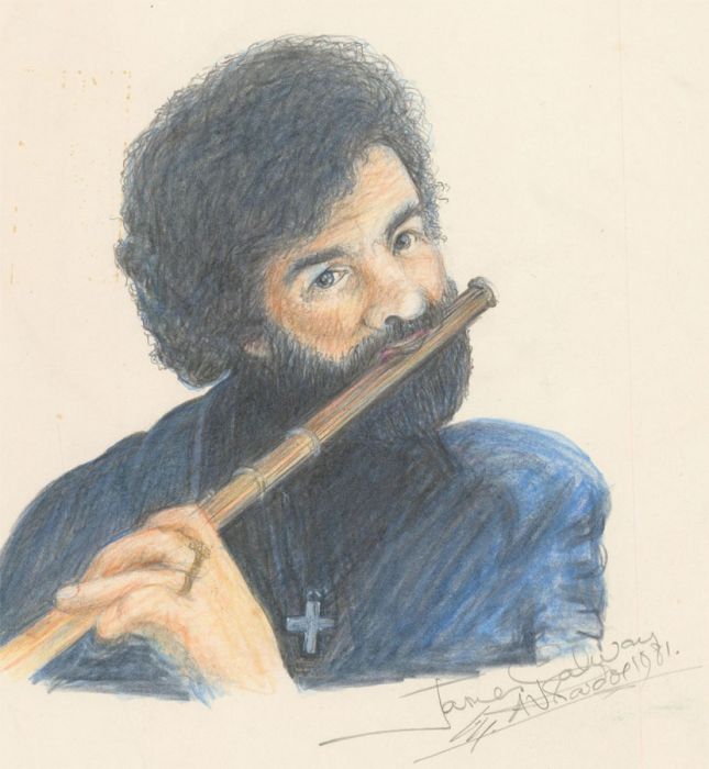 Audrey Pardoe - 1981 Coloured Pencil, Portrait of James Galway