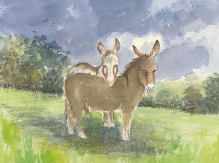 Audrey Pardoe - 20th Century Watercolour, The Donkeys