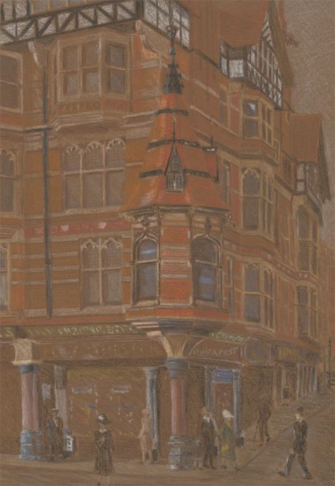 Attrib. Richard Jeffery Salter  - 20th Century Pastel, King St, Nottingham