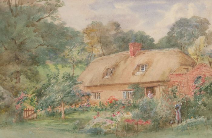 Christine R. Shand - 1922 Watercolour, Cottage at East Coker
