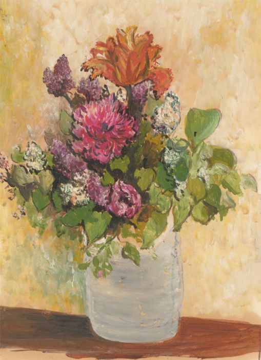 Audrey Pardoe - 20th Century Mixed Media, Vase of Flowers