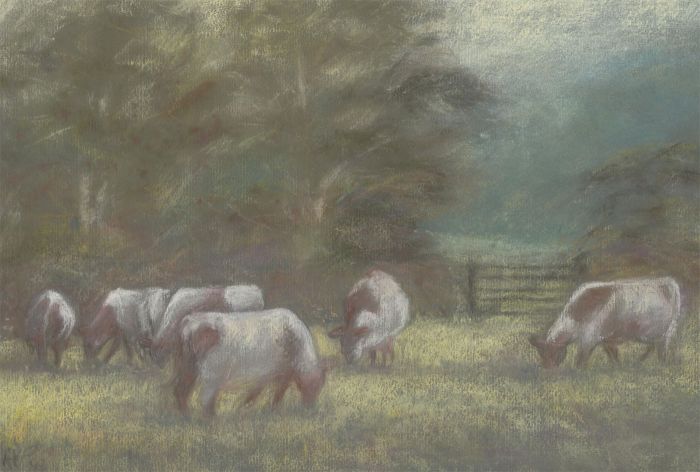 Audrey Pardoe - 20th Century Pastel, Grazing Sheep