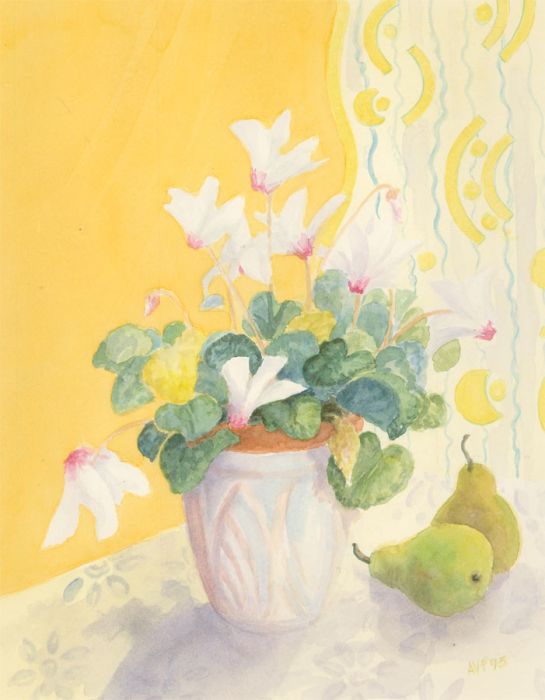 Audrey Pardoe - 1995 Watercolour, Potted Cyclamen