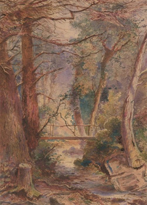 Late 19th Century Watercolour - Woodland Bridge Over Stream