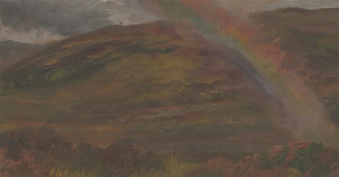 Alfred William Strutt - Early 20th Century Oil, Rainbow over Mountains