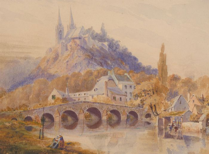 P. Selle - 1891 Watercolour, Saint Lo, Normandy