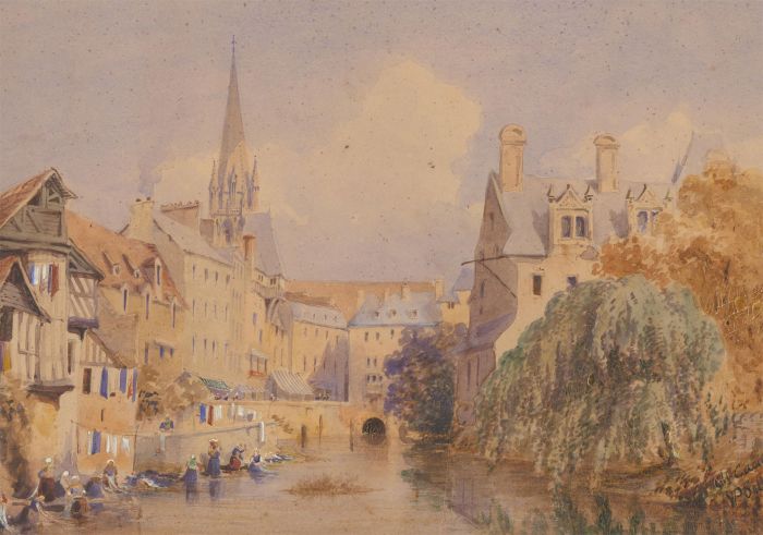 Vincent Perronet Sells  - 19th Century Watercolour, Cityscape Scene of Caen