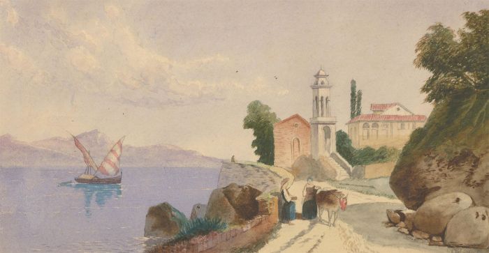 J. B. - 1872 Watercolour, Lake Como