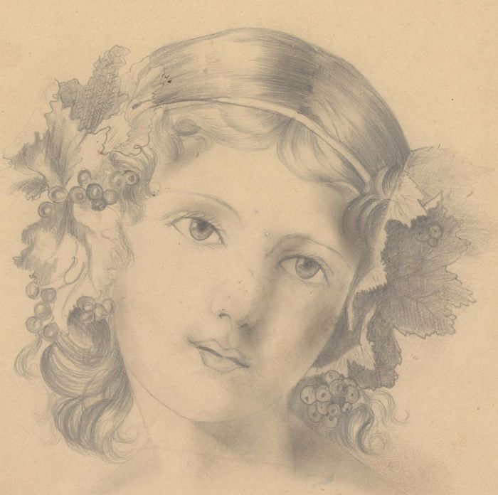 Late 19th Century Graphite Drawing - Study of a Girl