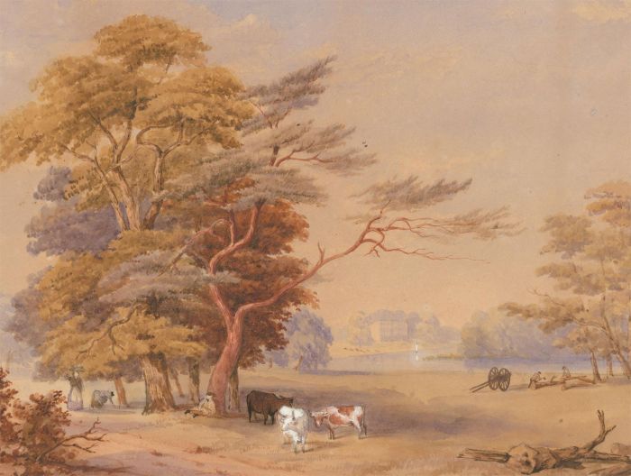Late 19th Century Watercolour - Country View with Figures