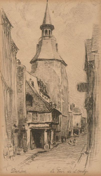 Charles Mazelin - Set of Four Early 20th Century Etchings, French Street Scenes