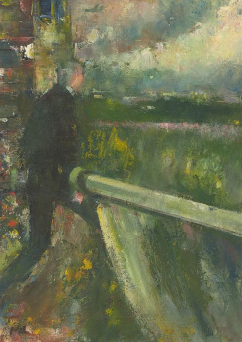 James McLernon (1935-2012) - 20th Century Oil, Walking Figure in Black