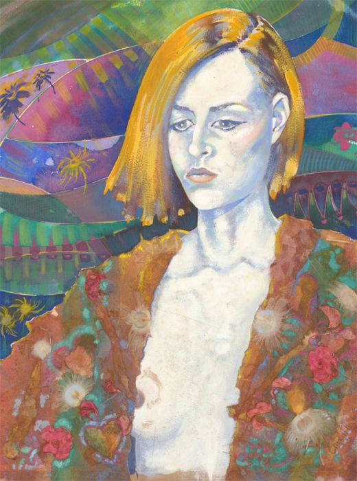 Cheryl Porter - 2000 Mixed Media, Psychedelic Portrait of a Woman