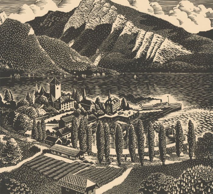 Robert Gordon Sellar (1920-2010) - Signed Contemporary Linoprint, Spiez