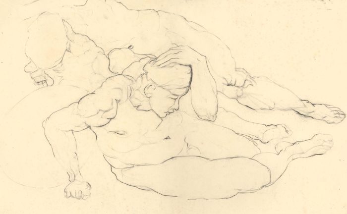 Don Hemming - Contemporary Charcoal Drawing, Study of Male Nude Figures