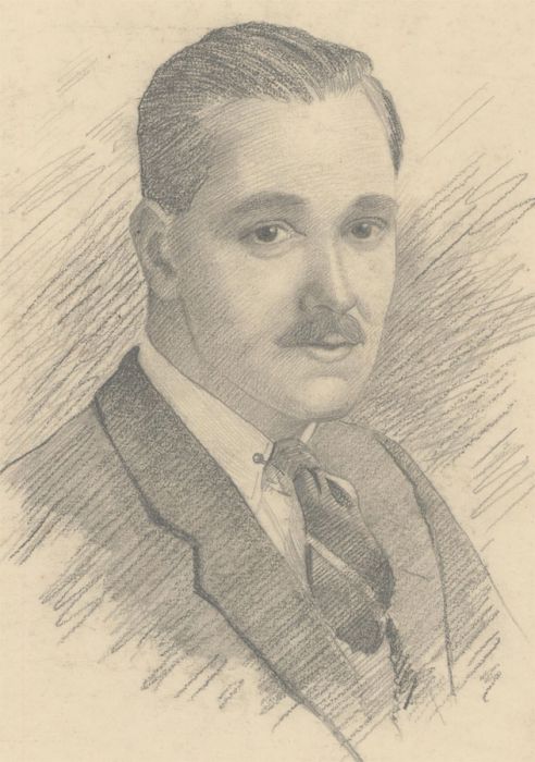 Stanley Ashton - Early 20th Century Charcoal Drawing, Portrait of a Gentleman
