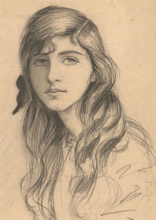 Stanley Ashton - Early 20th Century Graphite Drawing, Portrait of a Girl