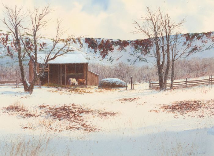 Steven O'Donnell Scott (b. 1938) - 1979 Watercolour, Feeding Time