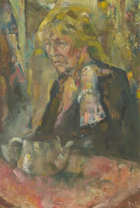 James McLernon (1935-2012) - Contemporary Oil, Pensive over Tea