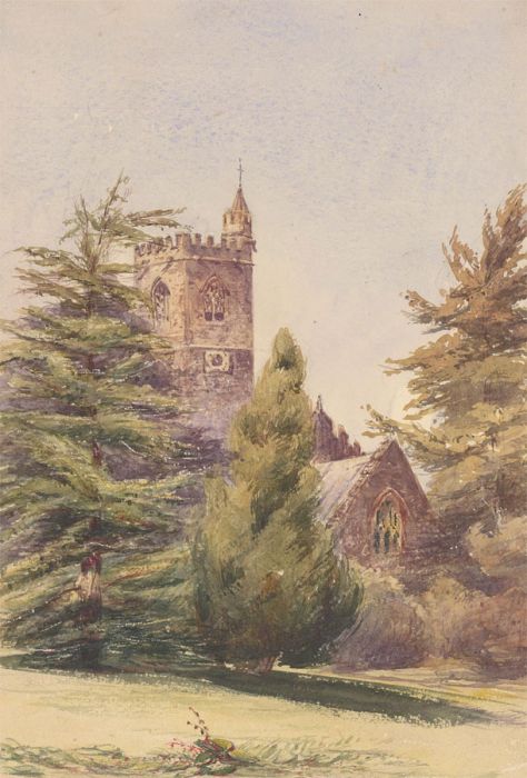 Margaret Forde Hancock - 1851 Watercolour, Church Study