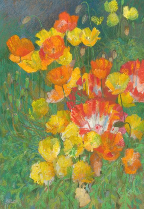 John Ivor Stewart PPPS (1936-2018) - Pastel, Yellow and Orange Flowers