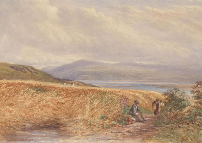Charles Walter Radclyffe RBSA (1817-1903) - Watercolour, Hay Field Landscape