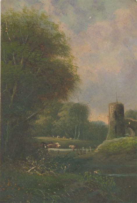 George Harris (1855-1936) - Late 19th Century Oil, River Scene with Castle