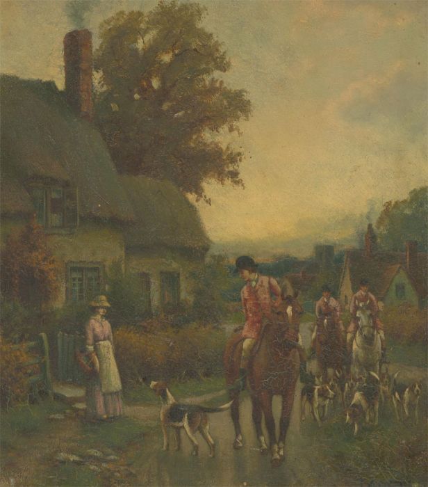 J. Austen - Early 20th Century Oil, On the Way to the Hunt