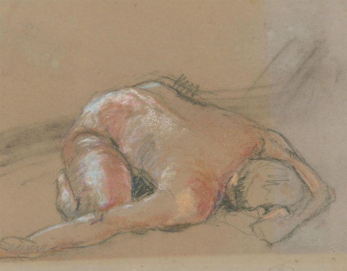 Ann Matthews - 20th Century Pastel, Study of a Leaning Figure