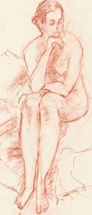Ann Matthews - 20th Century Pastel, Nude Portrait Study of a Woman