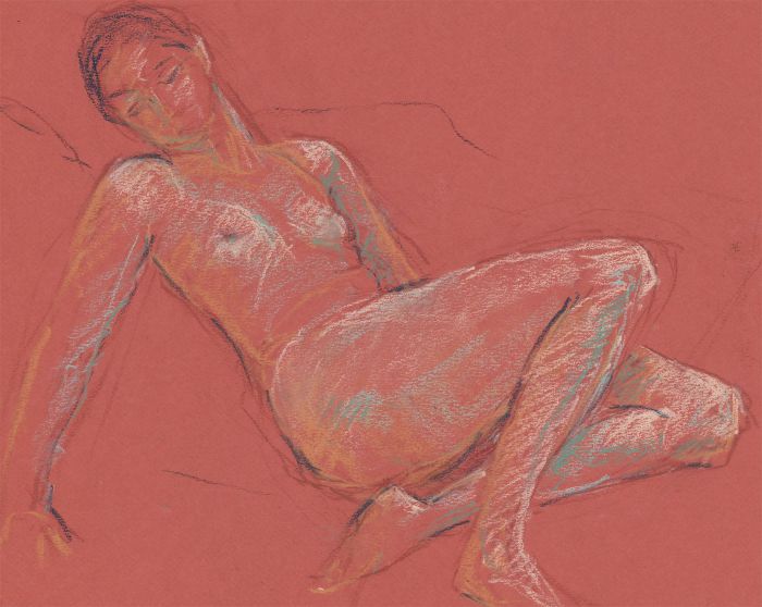 Ann Matthews - 20th Century Pastel, Reclining Nude Study of a Lady