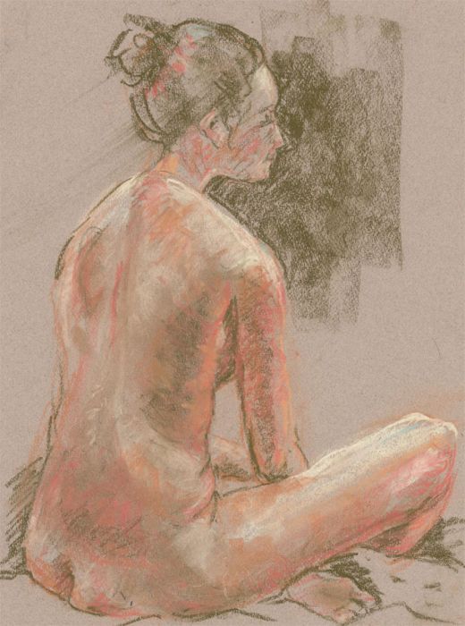 Ann Matthews - 20th Century Pastel, Seated Female Nude Study