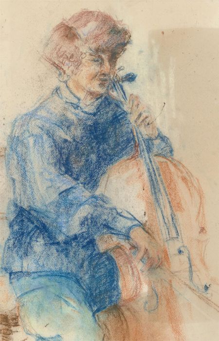 Ann Matthews - 20th Century Pastel, Portrait of a Lady Playing the Cello