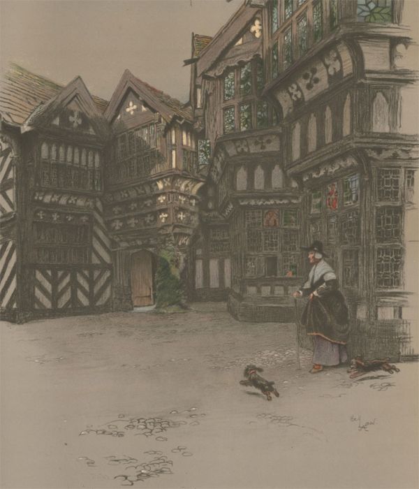 Cecil Aldin (1870-1935) - Early 20th Century Lithograph, Moreton Old Hall