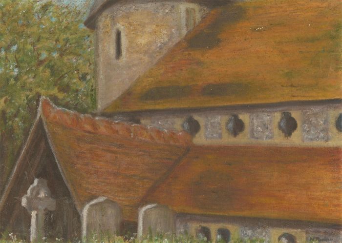 Mid 19th Century Oil - Piddinghoe Church, Sussex