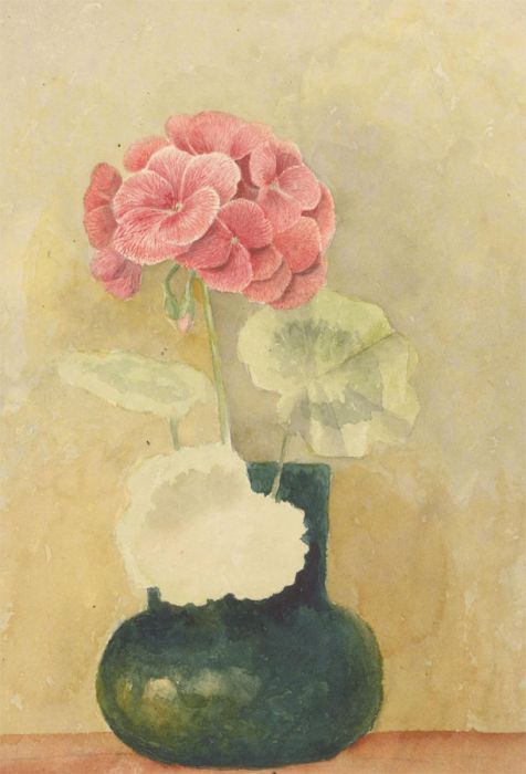 P.W.N.G. - Late 19th Century Watercolour, Pink and Green Flower Study