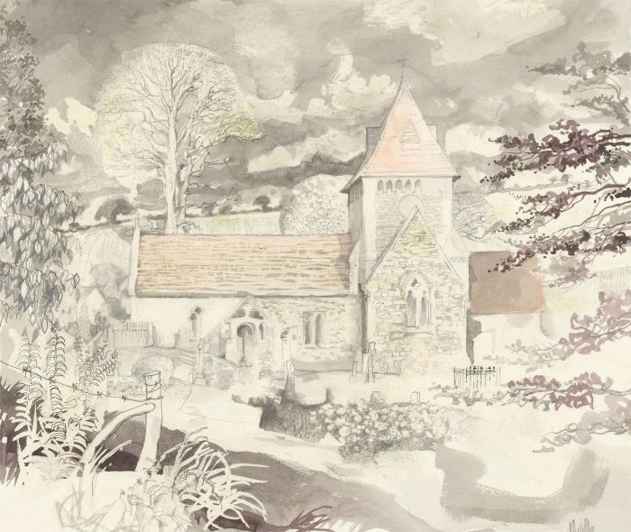 John Ivor Stewart PPPS (1936-2018) - 20th Century Watercolour, Church Yard