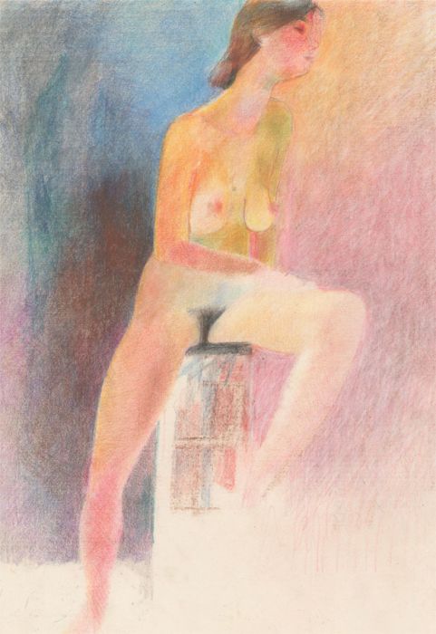 John Ivor Stewart PPPS (1936-2018) - 20th Century Coloured Pencil, Nude Seated