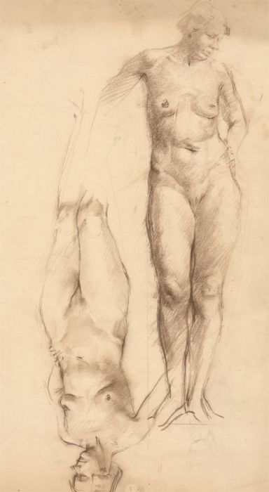 Nancy Audrey Liddiard - Early 20th Century Pastel, Female and Male Nude Study