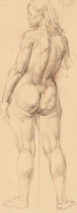 Nancy Audrey Liddiard - 1938 Coloured Pencil, Study of a Standing Female Figure