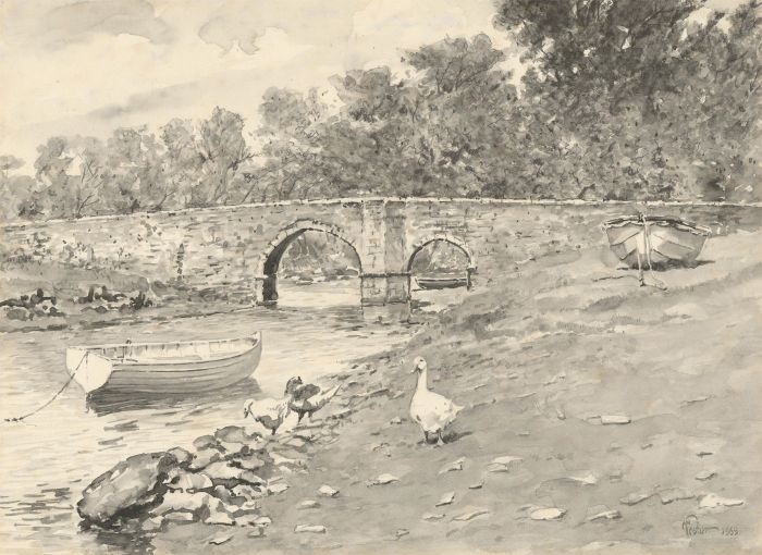 Henry E. Foster (1921-2010) - 1969 Watercolour, The Hump-backed Bridge, Lerryn