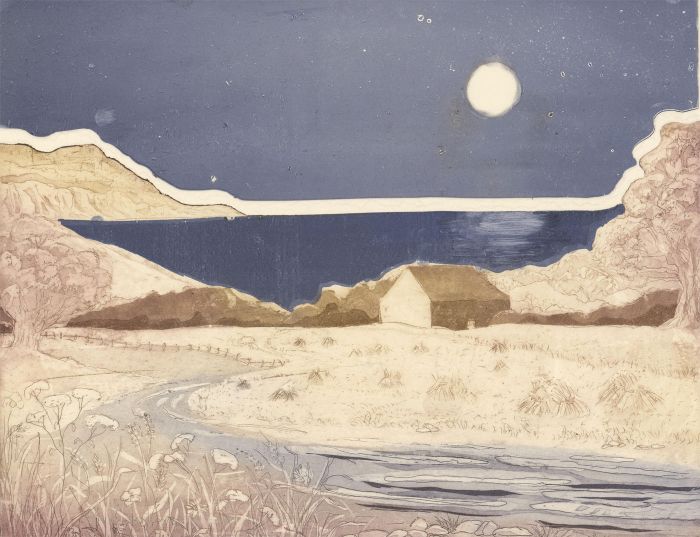 Margaret Estelle Zelda Levinson - 20th Century Etching, Farmhouse at Night