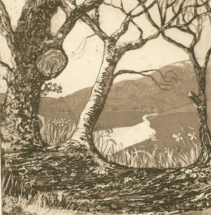 Margaret Estelle Zelda Levinson - 20th Century Etching, Spring Landscape
