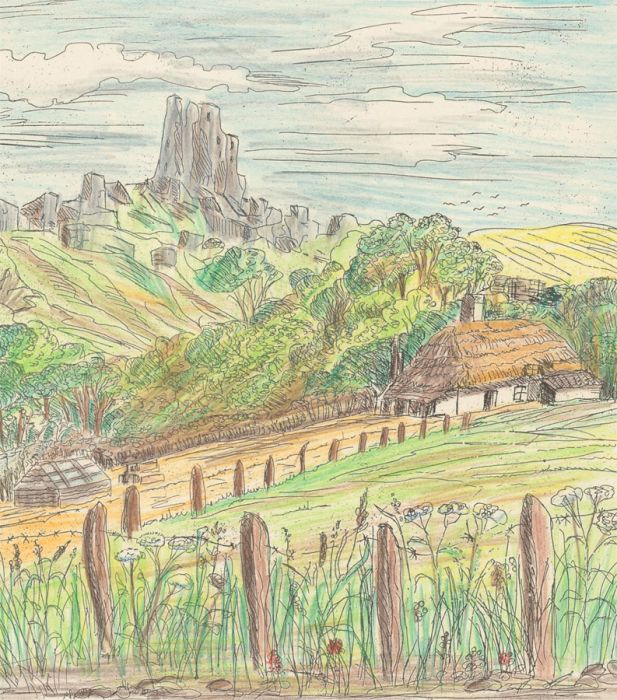 Margaret Estelle Zelda Levinson - 20th Century Etching, Corfe Castle