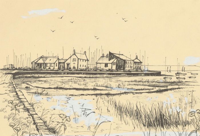 Margaret Estelle Zelda Levinson - 20th Century Pen and Ink Drawing, Harbour Town