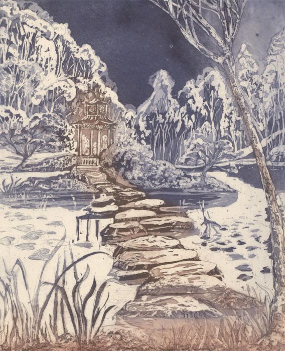 Margaret Estelle Zelda Levinson - 20th Century Etching, The Winter Garden