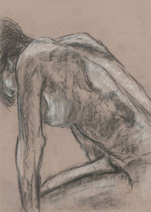A.A. Graham-Bishop - 20th Century Charcoal Drawing, Nude Female Sitter II