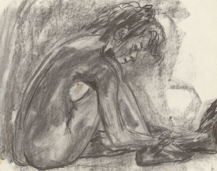 A.A. Graham-Bishop - 20th Century Charcoal Drawing, Seated in Thoughtfulness