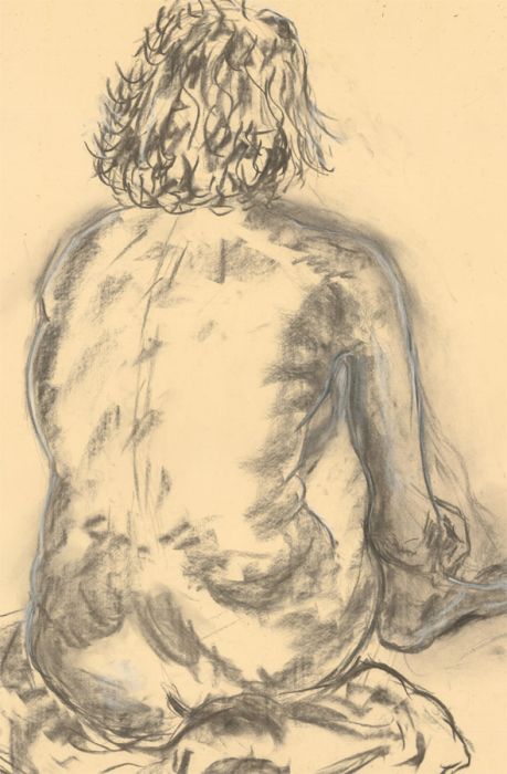 A.A. Graham-Bishop - 20th Century Charcoal Drawing, Nude from Behind