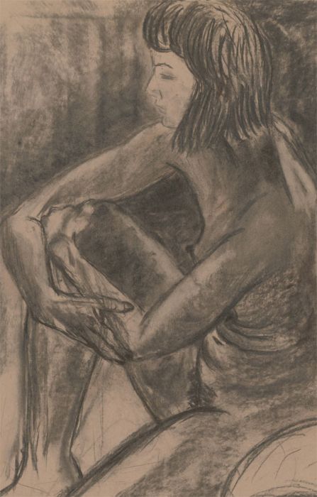 A.A. Graham-Bishop - 20th Century Charcoal Drawing, Nude with Bob